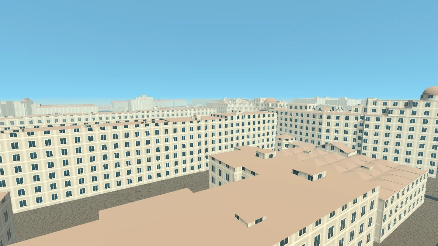 Vue réelle du prototype Montpellier 3D : les façades claires d’Antigone
