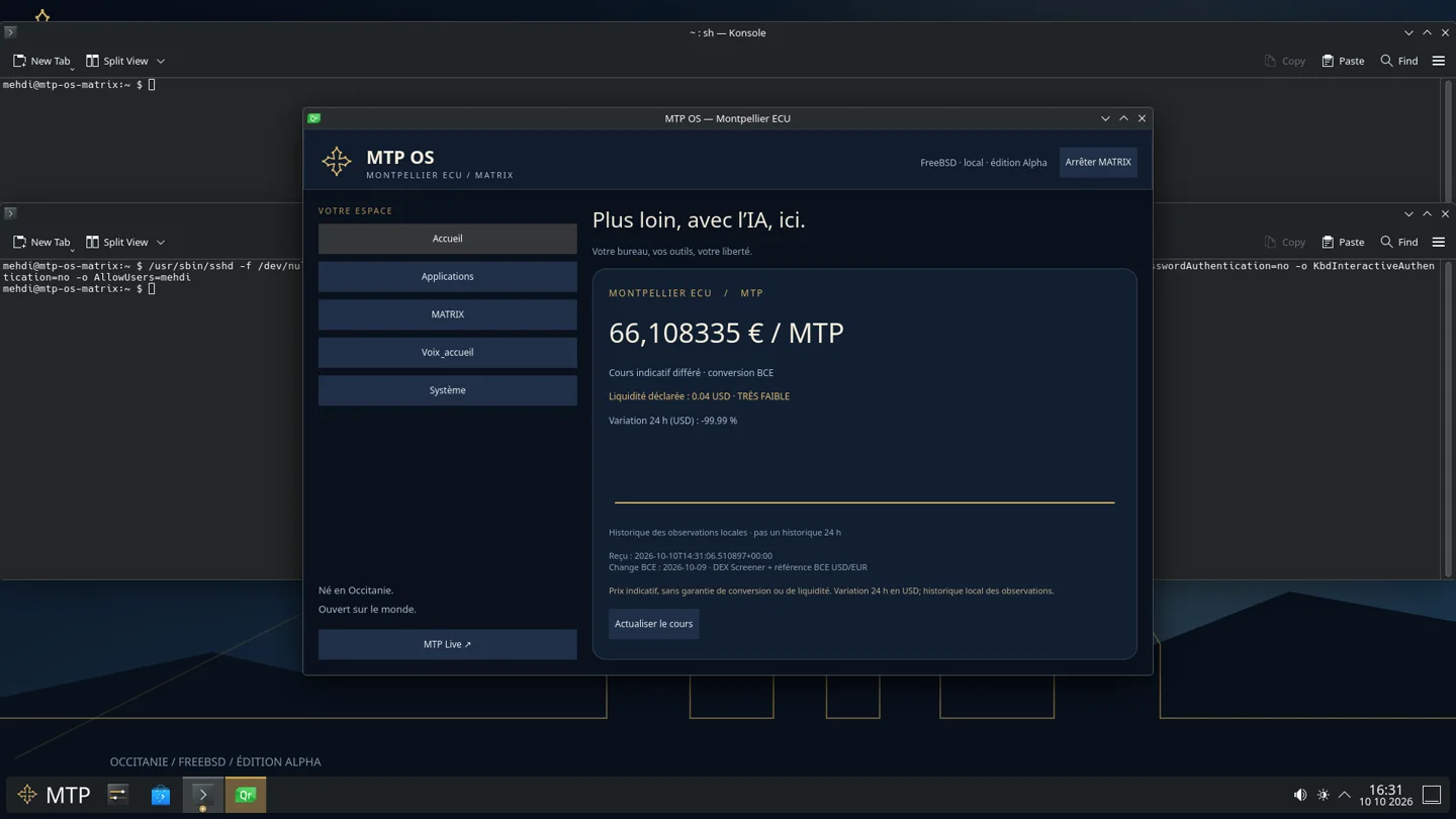 Capture réelle du centre Montpellier ECU dans la machine virtuelle FreeBSD