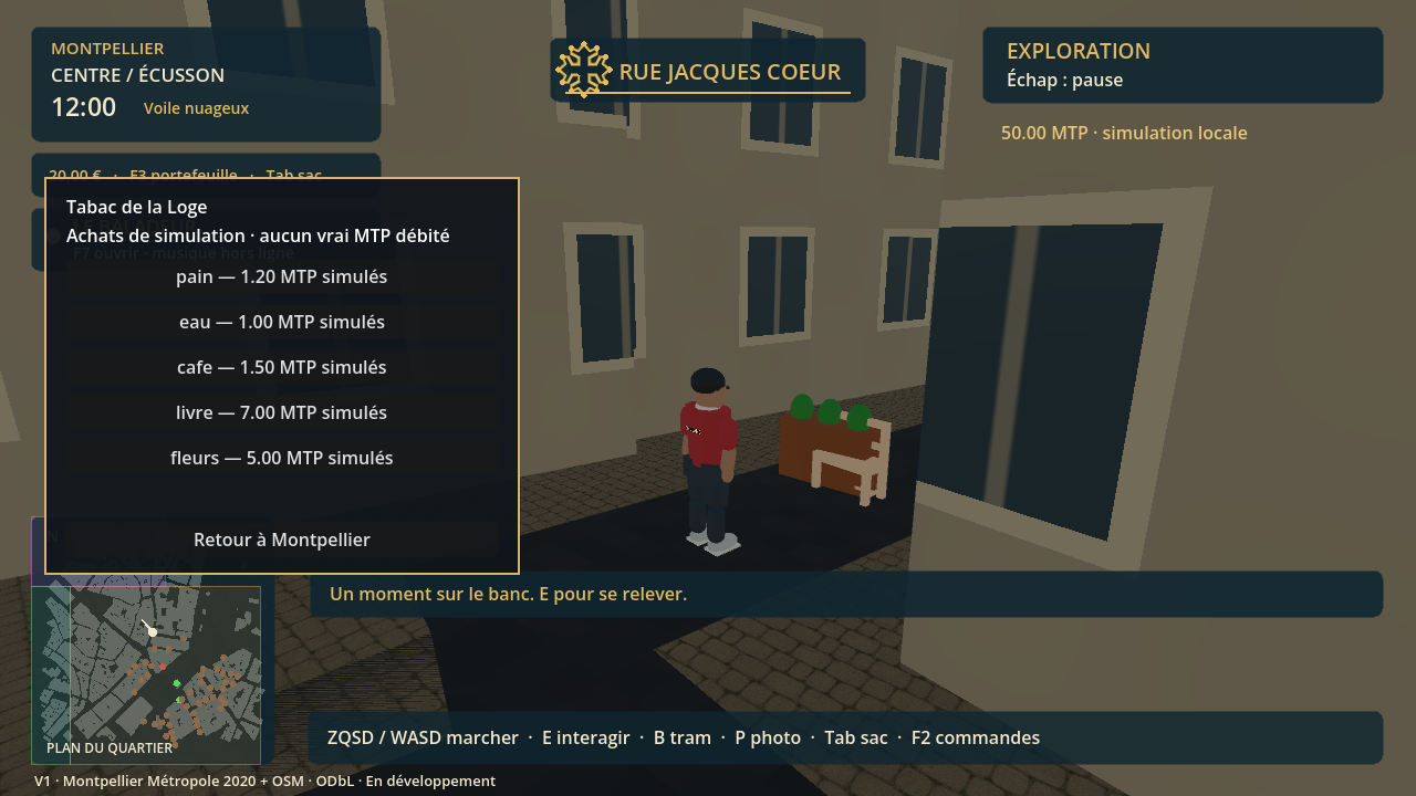 V1 screenshot: shop and interface. This dossier does not invent a photorealistic renderer from this image.
