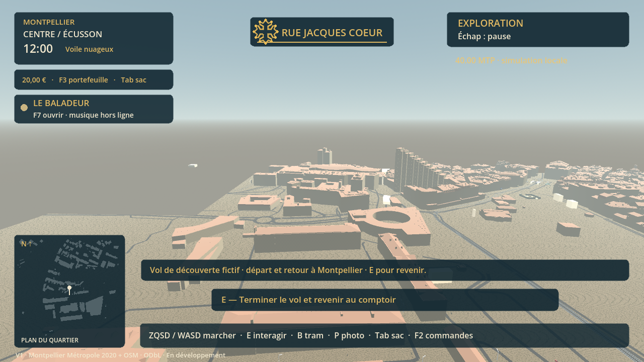 V1 evidence: fictional panoramic flight. This mode is not a complete aviation simulation.